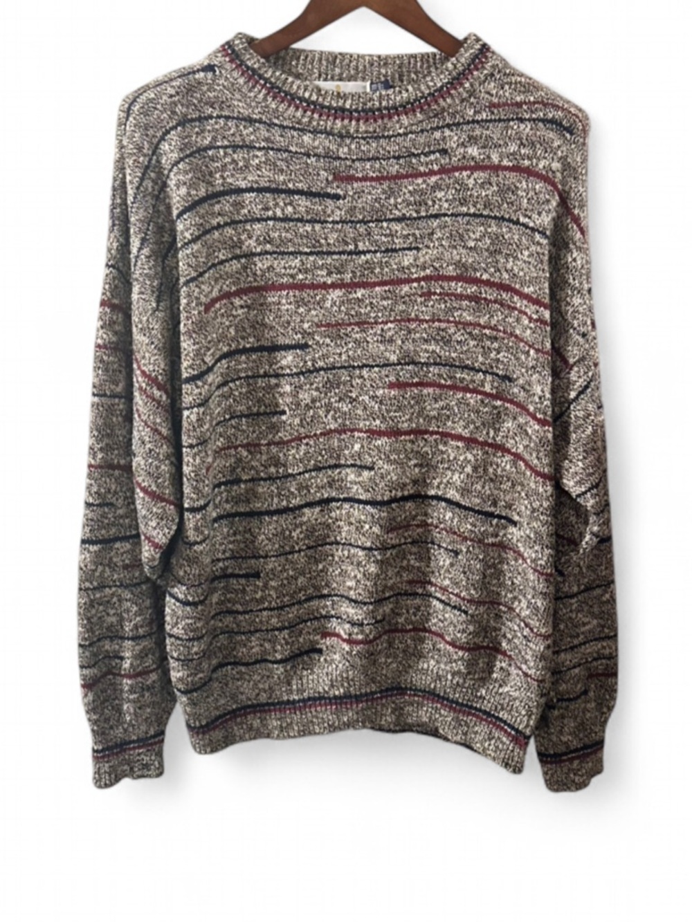 VTG 90s Men’s bill blass Marled Hand-Framed Cotton Crewneck Sweater Size Large
